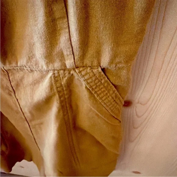 Old Navy M Mustard Jumper Wide Strap Deep Pockets Boho Utility Back Smocking - Picture 12 of 16